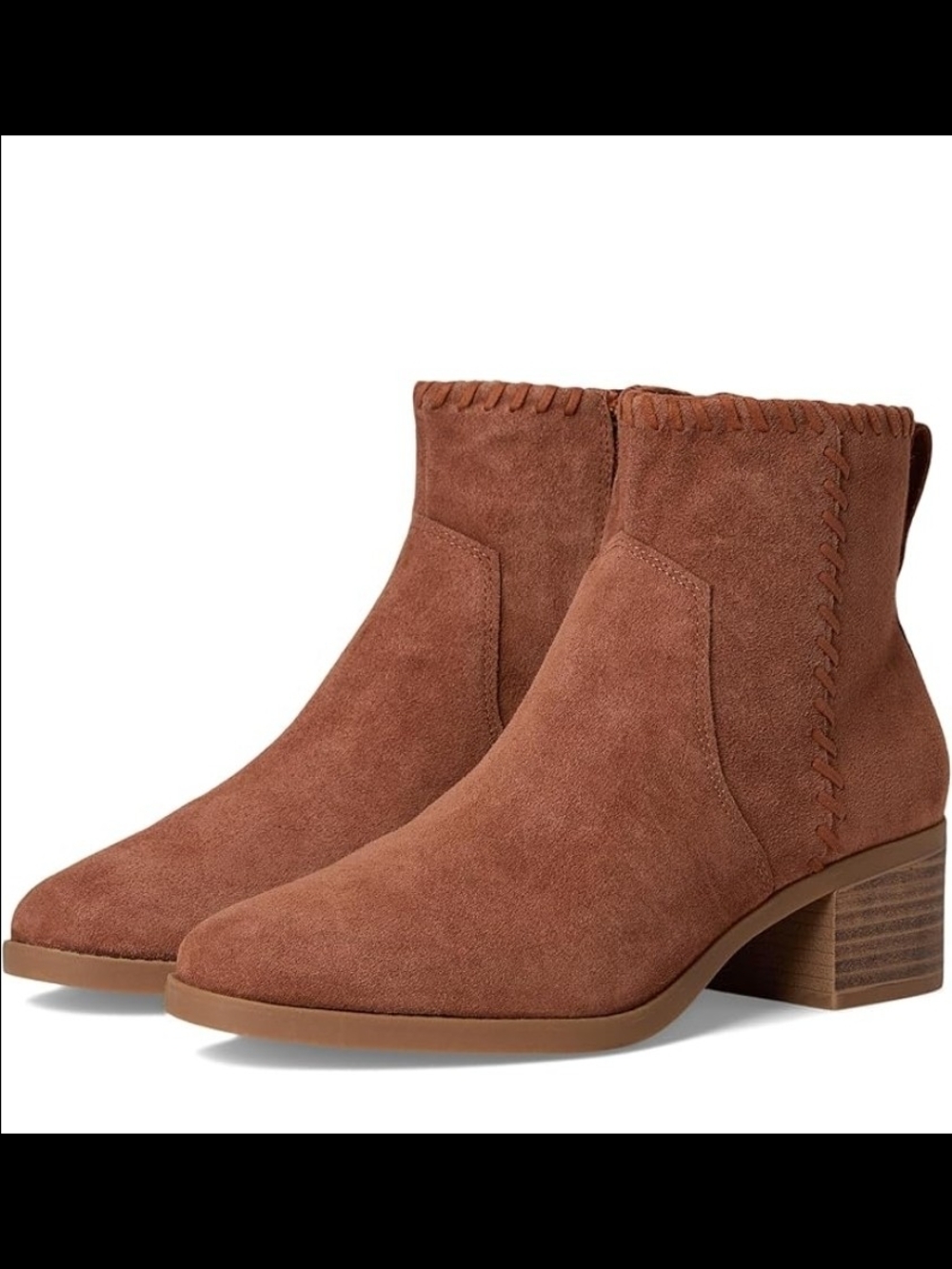 Toms Suede Ankle Booties in Cognac Brown